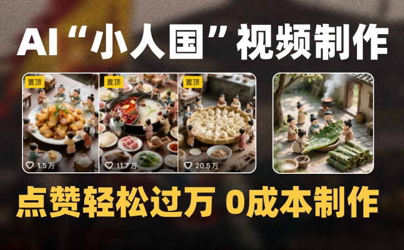 爆款1000W+微缩景观迷你小人国AI视频，0成本制作全流程教学