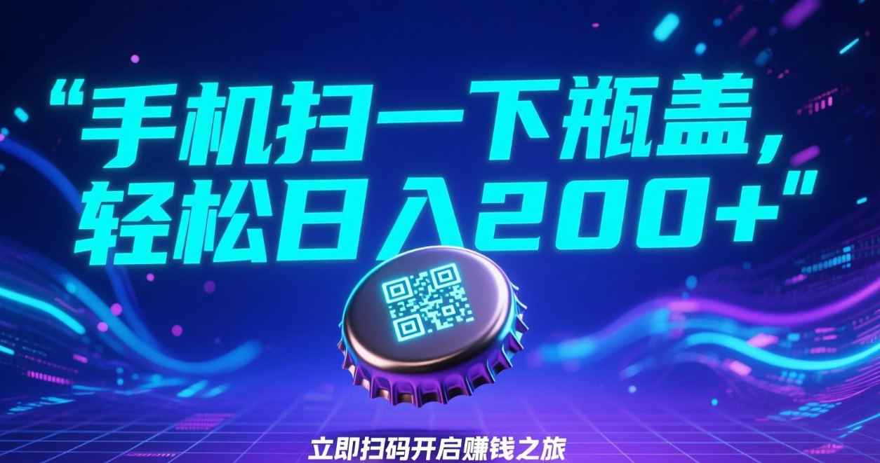 手机扫一下瓶盖，轻松日入200+