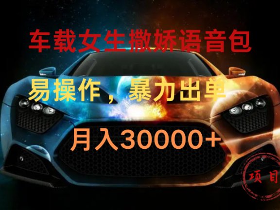 车载女生撒娇语音包，暴力出单，易操作，月入30000+